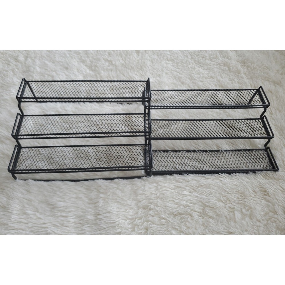 3tier Spice Rack Organizer Cabinet Step Cabinet Organizer Black Metal 12.5-25 in